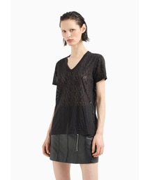ARMANI EXCHANGE | 【A|X アルマーニ エクスチェンジ】オールオーバーデヴォレモノグラ　半袖VネックTシャツ（EC限定カラー含）(Tシャツ/カットソー)