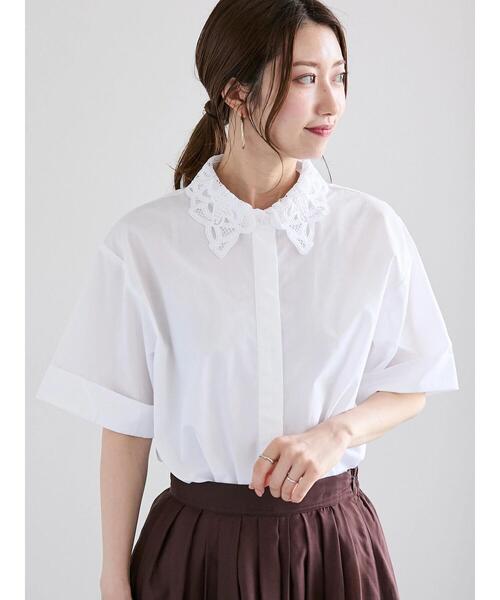 Te chichi(テチチ)の「ケミカルレースカラーシャツブラウス(シャツ/ブラウス・レディース・オフホワイト/ブラック/サックスブルー・F)」の4枚目の写真