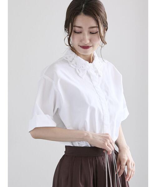 Te chichi(テチチ)の「ケミカルレースカラーシャツブラウス(シャツ/ブラウス・レディース・オフホワイト/ブラック/サックスブルー・F)」の13枚目の写真