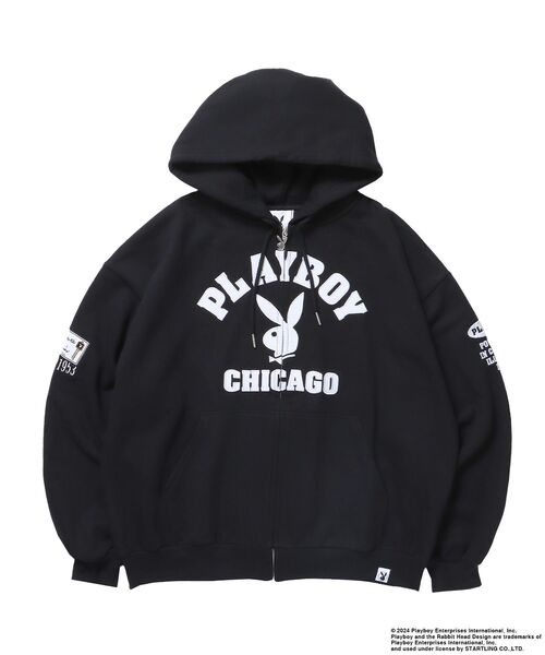 PLAYBOY（プレイボーイ）の「【SEQUENZ（シークエンズ）】PB O.G FULL ZIP HOODIE / ジップパーカー オーバーサイズ 刺繍 裏起毛 センターロゴ（パーカー・メンズ・ブラック/A/アッシュグレー・X-LARGE/LARGE/MEDIUM）」の21枚目の写真