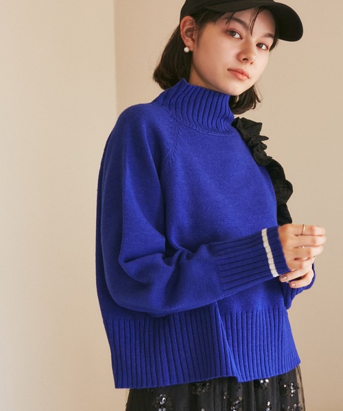 ROPE' PICNIC（ロペピクニック）の「ハイネックラグランニットプルオーバー/帯電防止・洗濯機OK・新色追加（ニット/セーター・レディース・ライトグレー/キナリ/ブラック/ブルー/レッド/ブルー系その他4/ピンク系その他2/イエロー系その他・38）」の4枚目の写真