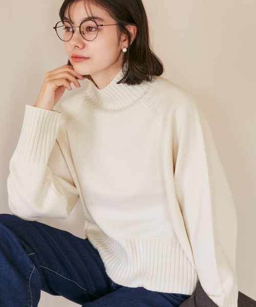 セール】ハイネックラグランニットプルオーバー/帯電防止・洗濯機OK