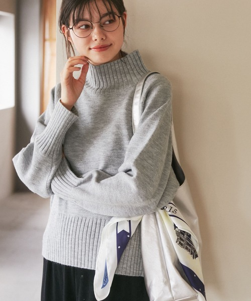 ROPE' PICNIC（ロペピクニック）の「ハイネックラグランニットプルオーバー/帯電防止・洗濯機OK・新色追加（ニット/セーター・レディース・ライトグレー/キナリ/ブラック/ブルー/レッド/ブルー系その他4/ピンク系その他2/イエロー系その他・38）」の3枚目の写真