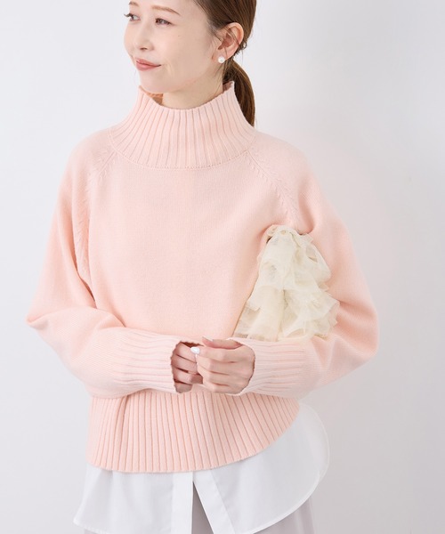 【新品未使用50%オフ】ROPÉ ロペ　フォックスラクーンクルーネックニット ロペ ROPE' フォックスラクーンクルーネックニット （ブルー（44