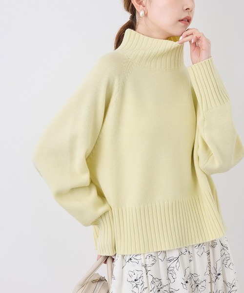 セール】ハイネックラグランニットプルオーバー/帯電防止・洗濯機OK