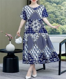 ゆったりサイズ　ティアードワンピース