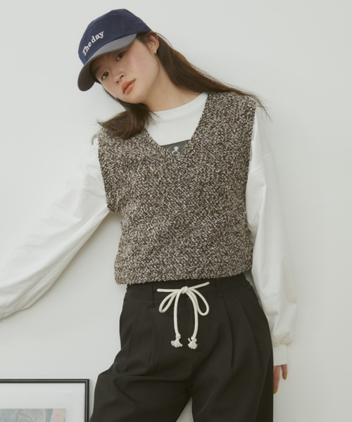 MERLOT（メルロー）の「メランジベスト（ベスト・レディース・ブラウン/ネイビー・FREE）」の14枚目の写真