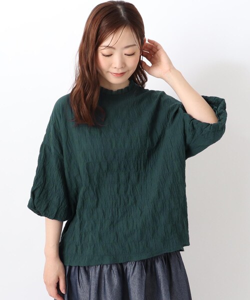one'sterrace(ワンズテラス)の「フリル付き ボリューム7分袖ブラウス(シャツ/ブラウス・レディース・オレンジ系その他5/グリーン系その他6/ブラック系8・02)」の3枚目の写真