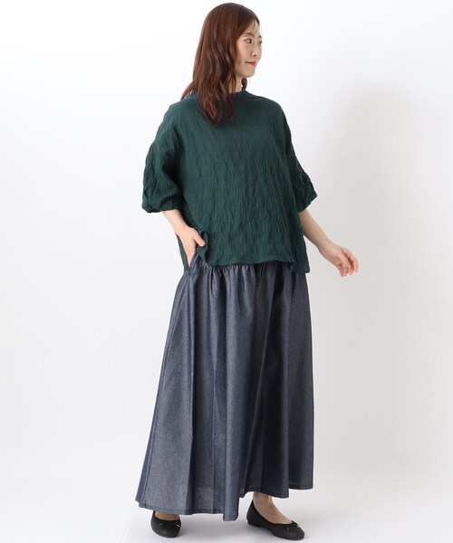 one'sterrace(ワンズテラス)の「フリル付き ボリューム7分袖ブラウス(シャツ/ブラウス・レディース・オレンジ系その他5/グリーン系その他6/ブラック系8・02)」の6枚目の写真