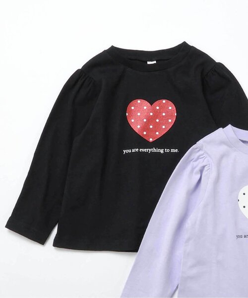 apres les cours（アプレレクール）の「7days Style/モチーフフレアTシャツ（Tシャツ/カットソー・キッズ・レッド/ラベンダー/ネイビー/ブラック/アイボリー/グレー・80/90/100/110/120/130/140）」の3枚目の写真