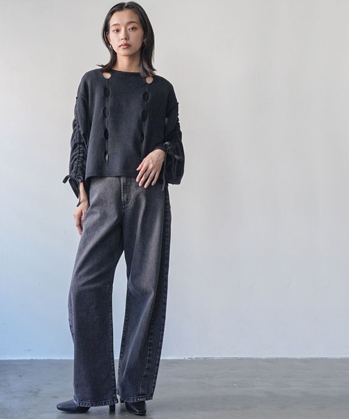 mili an deni（ミリアンデニ）の「カーブラインデニムパンツ（デニムパンツ・レディース・ブラック/サックスブルー/ブルー・M）」の20枚目の写真