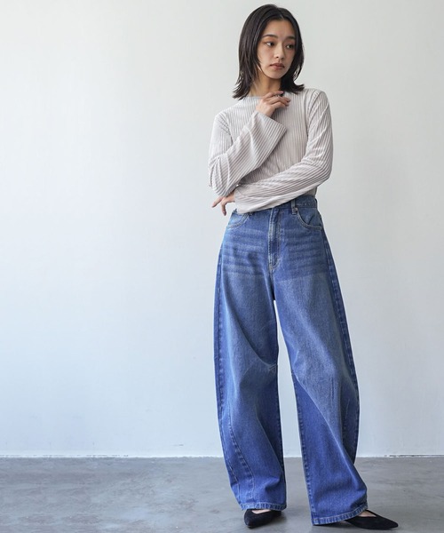 mili an deni（ミリアンデニ）の「カーブラインデニムパンツ（デニムパンツ・レディース・ブラック/サックスブルー/ブルー・M）」の11枚目の写真