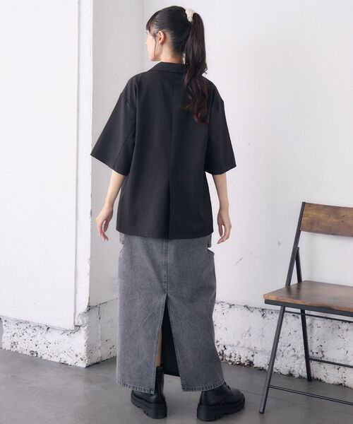 RETRO GIRL（レトロガール）の「【ゆるてろ】半袖JK（テーラードジャケット・レディース・チャコールグレー/ブラック/ブラウン・FREE）」の10枚目の写真