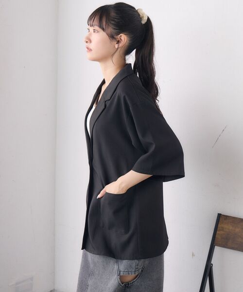 RETRO GIRL（レトロガール）の「【ゆるてろ】半袖JK（テーラードジャケット・レディース・チャコールグレー/ブラック/ブラウン・FREE）」の13枚目の写真