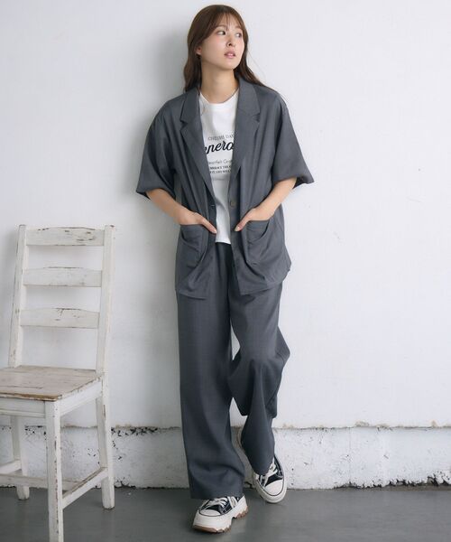 RETRO GIRL（レトロガール）の「【ゆるてろ】半袖JK（テーラードジャケット・レディース・チャコールグレー/ブラック/ブラウン・FREE）」の15枚目の写真