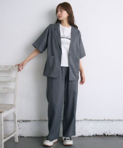 RETRO GIRL（レトロガール）の「【ゆるてろ】半袖JK（テーラードジャケット・レディース・チャコールグレー/ブラック/ブラウン・FREE）」の16枚目の写真