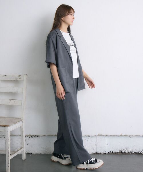 RETRO GIRL（レトロガール）の「【ゆるてろ】半袖JK（テーラードジャケット・レディース・チャコールグレー/ブラック/ブラウン・FREE）」の19枚目の写真