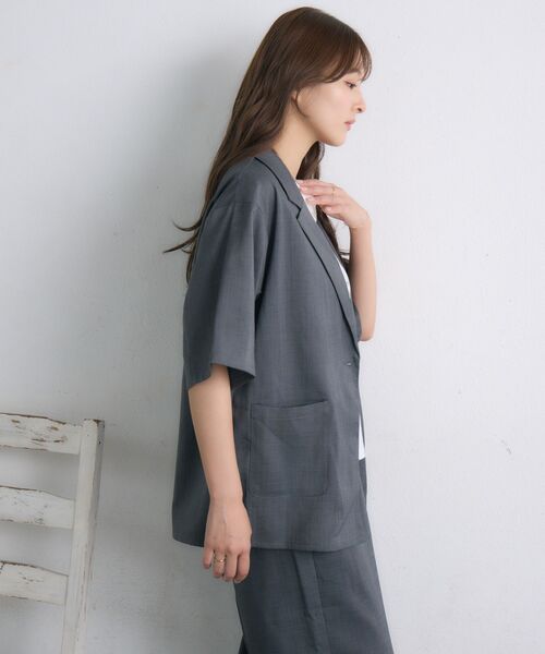 RETRO GIRL（レトロガール）の「【ゆるてろ】半袖JK（テーラードジャケット・レディース・チャコールグレー/ブラック/ブラウン・FREE）」の21枚目の写真