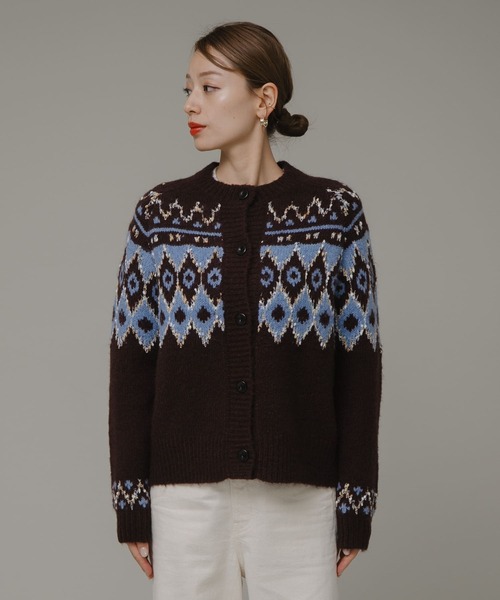 URBAN RESEARCH Sonny Label（アーバンリサーチサニーレーベル）の「柄編みニットカーディガン（カーディガン/ボレロ・レディース・レッド/ブラウン/オフホワイト・FREE）」の12枚目の写真