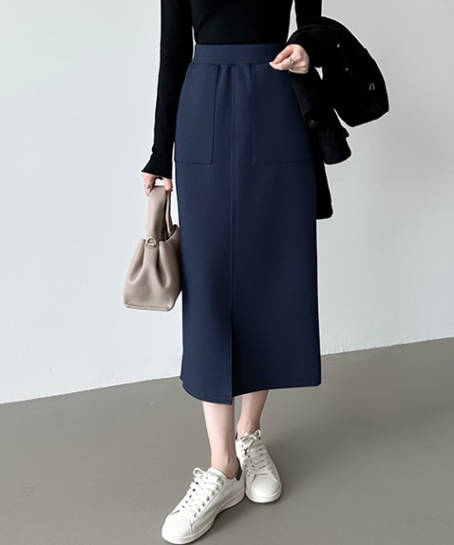 COCOMOMO（ココモモ）の「選べる2タイプ 楽々ストレッチスカート ナロースカート スリット タイトスカート ポケット付き スカート ノーマル 裏起毛（スカート・レディース・ベージュ/ネイビー/ブラック/モカ/ネイビー系/ブラウン系/ベージュ系/ブラック系/ライトグレー/グレー/グレー系/ライトグレー系/アイボリー/カーキ・M/L）」の13枚目の写真