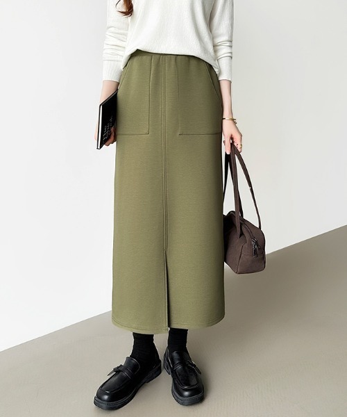 COCOMOMO（ココモモ）の「選べる2タイプ 楽々ストレッチスカート ナロースカート スリット タイトスカート ポケット付き スカート ノーマル 裏起毛（スカート・レディース・ベージュ/ネイビー/ブラック/モカ/ネイビー系/ブラウン系/ベージュ系/ブラック系/ライトグレー/グレー/グレー系/ライトグレー系/アイボリー/カーキ・M/L）」の12枚目の写真