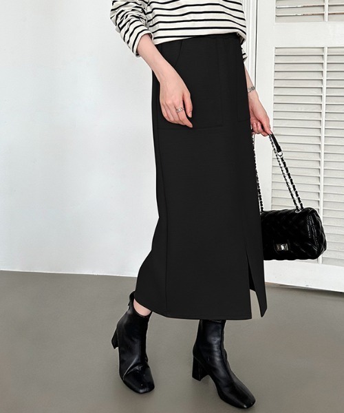 COCOMOMO（ココモモ）の「選べる2タイプ 楽々ストレッチスカート ナロースカート スリット タイトスカート ポケット付き スカート ノーマル 裏起毛（スカート・レディース・ベージュ/ネイビー/ブラック/モカ/ネイビー系/ブラウン系/ベージュ系/ブラック系/ライトグレー/グレー/グレー系/ライトグレー系/アイボリー/カーキ・M/L）」の15枚目の写真