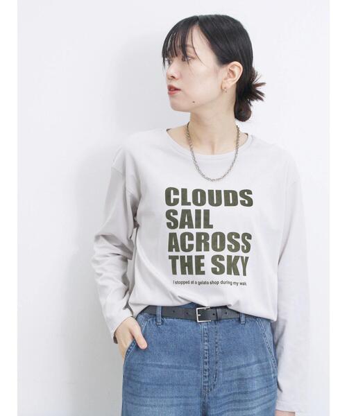 Samansa Mos2 blue（サマンサモスモスブルー）の「フロッキープリントロンT（Tシャツ/カットソー・レディース・チャコールグレー/シルバーグレー/オフホワイト・F）」の3枚目の写真