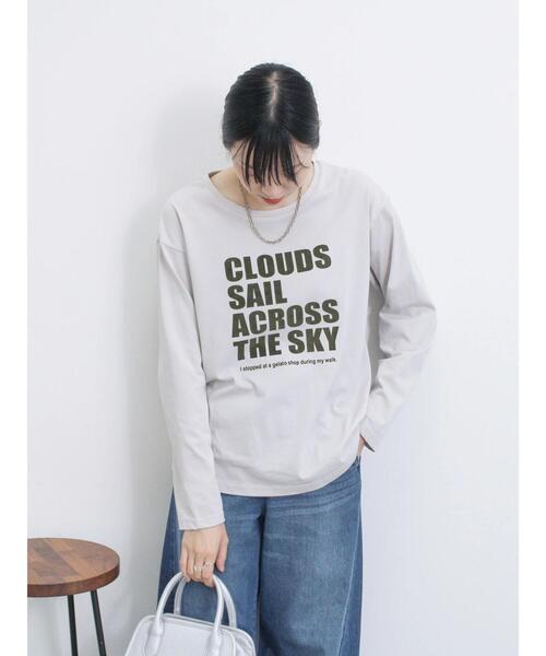 Samansa Mos2 blue（サマンサモスモスブルー）の「フロッキープリントロンT（Tシャツ/カットソー・レディース・チャコールグレー/シルバーグレー/オフホワイト・F）」の17枚目の写真