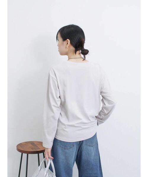 Samansa Mos2 blue（サマンサモスモスブルー）の「フロッキープリントロンT（Tシャツ/カットソー・レディース・チャコールグレー/シルバーグレー/オフホワイト・F）」の20枚目の写真