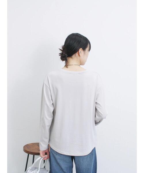 Samansa Mos2 blue（サマンサモスモスブルー）の「フロッキープリントロンT（Tシャツ/カットソー・レディース・チャコールグレー/シルバーグレー/オフホワイト・F）」の21枚目の写真