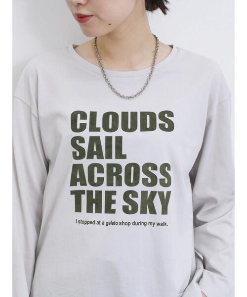 Samansa Mos2 blue（サマンサモスモスブルー）の「フロッキープリントロンT（Tシャツ/カットソー・レディース・チャコールグレー/シルバーグレー/オフホワイト・F）」の6枚目の写真