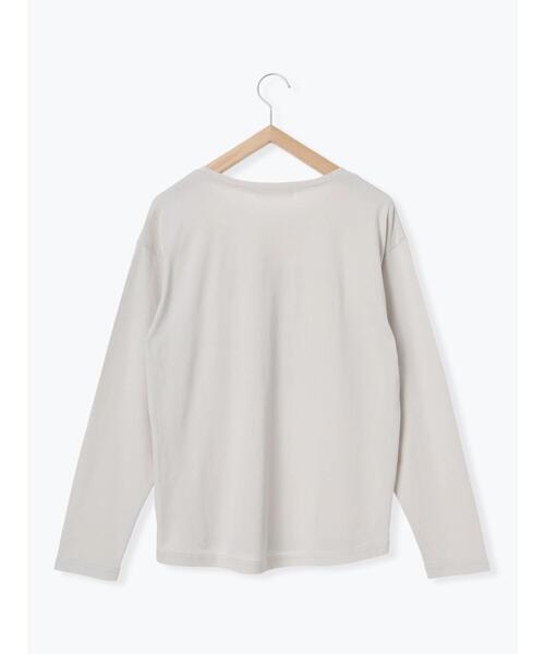 Samansa Mos2 blue（サマンサモスモスブルー）の「フロッキープリントロンT（Tシャツ/カットソー・レディース・チャコールグレー/シルバーグレー/オフホワイト・F）」の8枚目の写真