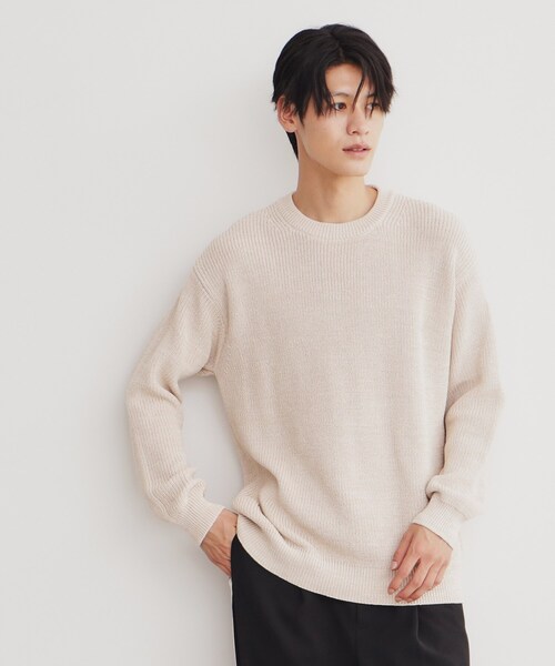 THE SHOP TK (ザ ショップ ティーケー )の「◆畦編みニットプルオーバー リラックスシルエット(ニット/セーター・メンズ・ベージュ/ブラック/ダークブラウン・03/02/04)」の1枚目の写真