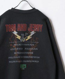 Tom and Jerry/トムとジェリー ヴィンテージライク ピグメント風 フロント/バックプリント 裏起毛 オーバーサイズ スウェット レディース メンズ トレーナー