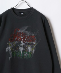 Tom and Jerry/トムとジェリー ヴィンテージライク ピグメント風 フロント/バックプリント 裏起毛 オーバーサイズ スウェット レディース メンズ トレーナー