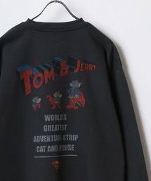 Tom and Jerry/トムとジェリー ヴィンテージライク ピグメント風 フロント/バックプリント 裏起毛 オーバーサイズ スウェット レディース メンズ トレーナー
