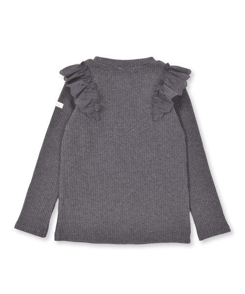 SLAP SLIP（スラップスリップ）の「無地ボーダー花柄肩フリルリボン付き長袖Tシャツ(80~130cm)（Tシャツ/カットソー・キッズ・ピンク/ホワイト系その他2/グレー・80ｃｍ/90cm/110cm/100cm/120cm/130cm）」の12枚目の写真