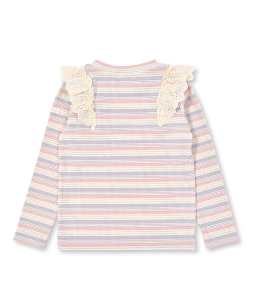 SLAP SLIP（スラップスリップ）の「無地ボーダー花柄肩フリルリボン付き長袖Tシャツ(80~130cm)（Tシャツ/カットソー・キッズ・ピンク/ホワイト系その他2/グレー・80ｃｍ/90cm/110cm/100cm/120cm/130cm）」の17枚目の写真