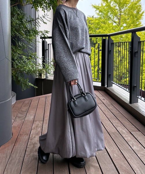 ISOOK(アイスー)の「【ISOOK / アイスー】バルーンサテンスカート / バルーンスカート フレアスカート ロング 低身長 ZOZOTOWN限定(スカート・レディース・グレー/ブラック・FREE)」の7枚目の写真