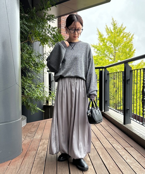 ISOOK(アイスー)の「【ISOOK / アイスー】バルーンサテンスカート / バルーンスカート フレアスカート ロング 低身長 ZOZOTOWN限定(スカート・レディース・グレー/ブラック・FREE)」の15枚目の写真