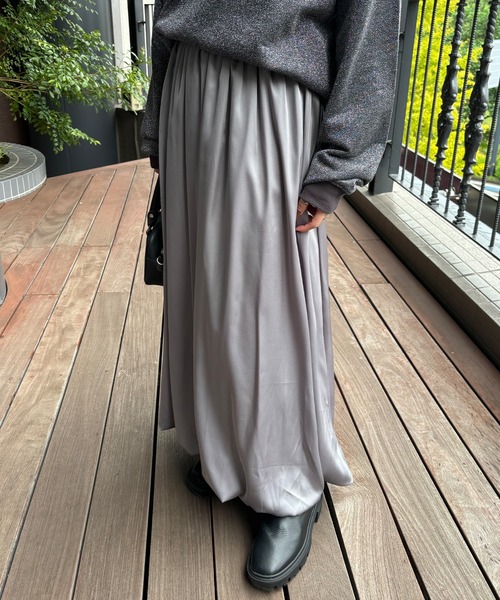 ISOOK(アイスー)の「【ISOOK / アイスー】バルーンサテンスカート / バルーンスカート フレアスカート ロング 低身長 ZOZOTOWN限定(スカート・レディース・グレー/ブラック・FREE)」の8枚目の写真