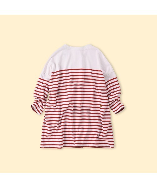 45R(フォーティファイブアール)の「ONEONE バスクボーダーのチュニック(Tシャツ/カットソー・レディース・ホワイト×レッド・FREE)」の2枚目の写真