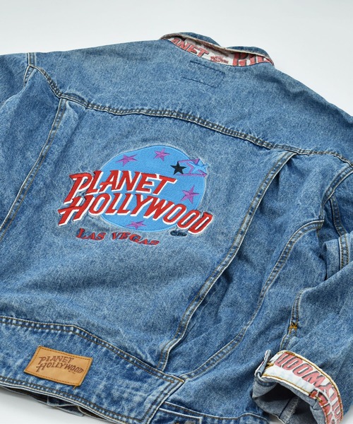 【ヴィンテージ古着】90’s PLANET HOLLYWOOD ロゴ刺繍 デニムジャケット