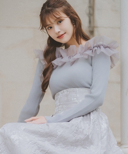 SWINGLE（スウィングル）の「ハイウエストジャガードタックフレアスカート（スカート・レディース・グレー系その他/ブラック系その他/ゴールド・FREE）」の4枚目の写真