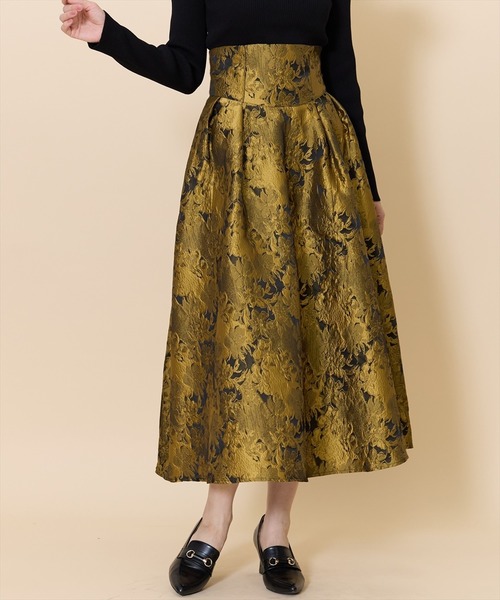 SWINGLE（スウィングル）の「ハイウエストジャガードタックフレアスカート（スカート・レディース・グレー系その他/ブラック系その他/ゴールド・FREE）」の13枚目の写真