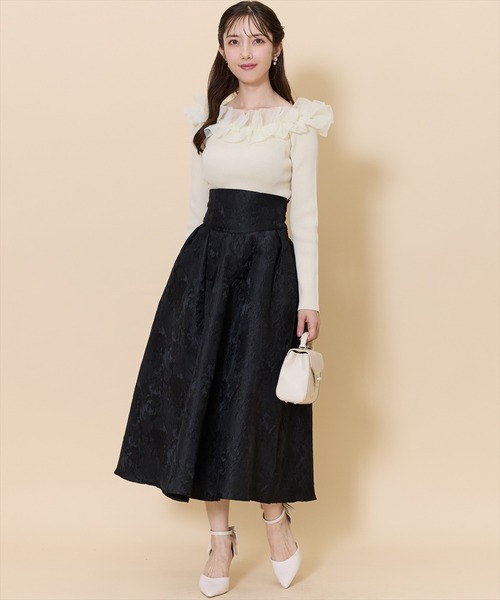 SWINGLE（スウィングル）の「ハイウエストジャガードタックフレアスカート（スカート・レディース・グレー系その他/ブラック系その他/ゴールド・FREE）」の9枚目の写真