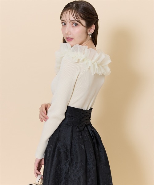 SWINGLE（スウィングル）の「ハイウエストジャガードタックフレアスカート（スカート・レディース・グレー系その他/ブラック系その他/ゴールド・FREE）」の10枚目の写真