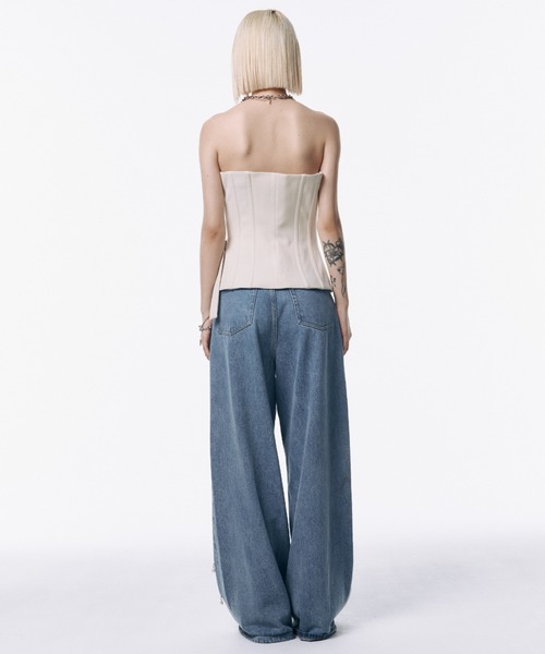 WIDE DENIM PANTS with PEARL/ワイドデニムパンツウィズパール