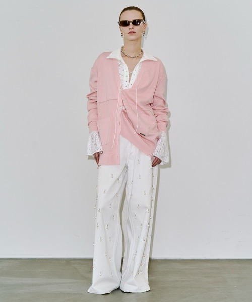 WIDE DENIM PANTS with PEARL/ワイドデニムパンツウィズパール（デニム