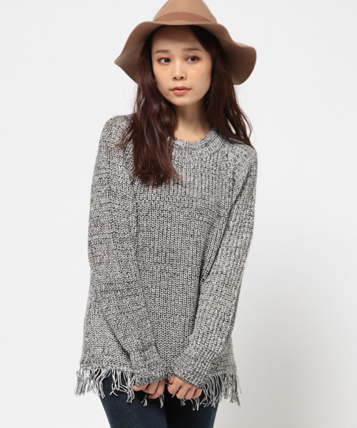 ROSE BUD（ローズバッド）の「LK-15247 HI/N FRINGE P/O（ニット
